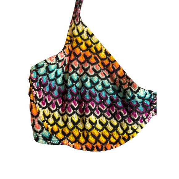 Swim Systems Collection Women's Crochet Halter Bikini Top Size 38DD Multicolor - Picture 2 of 7